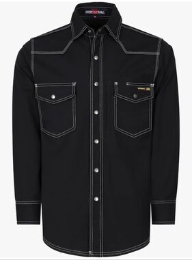 BOCOMAL FR Shirt Heavyweight Stretch Canvas Snaps Down New Size L